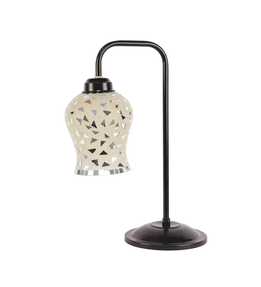 High-Quality Mosaic Multicolour Glass Table Lamp with Black Base Single Piece