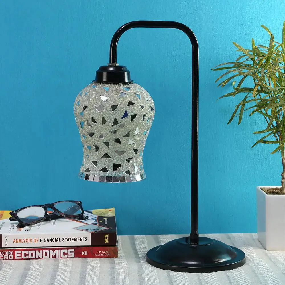 High-Quality Mosaic Multicolour Glass Table Lamp with Black Base Single Piece