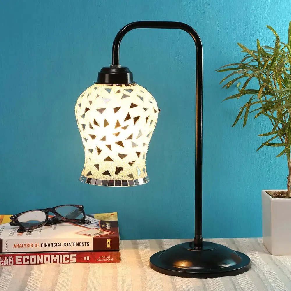 High-Quality Mosaic Multicolour Glass Table Lamp with Black Base Single Piece