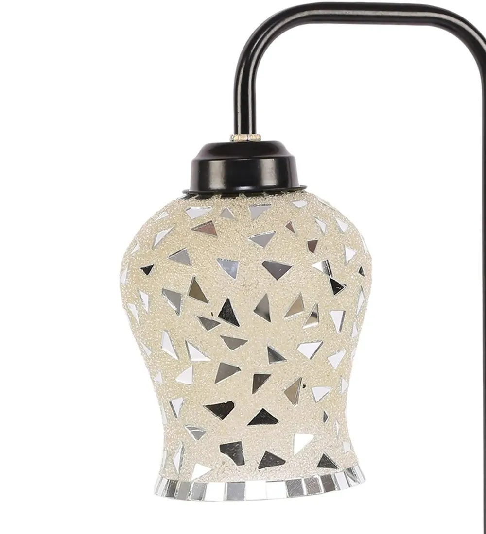 High-Quality Mosaic Multicolour Glass Table Lamp with Black Base Single Piece