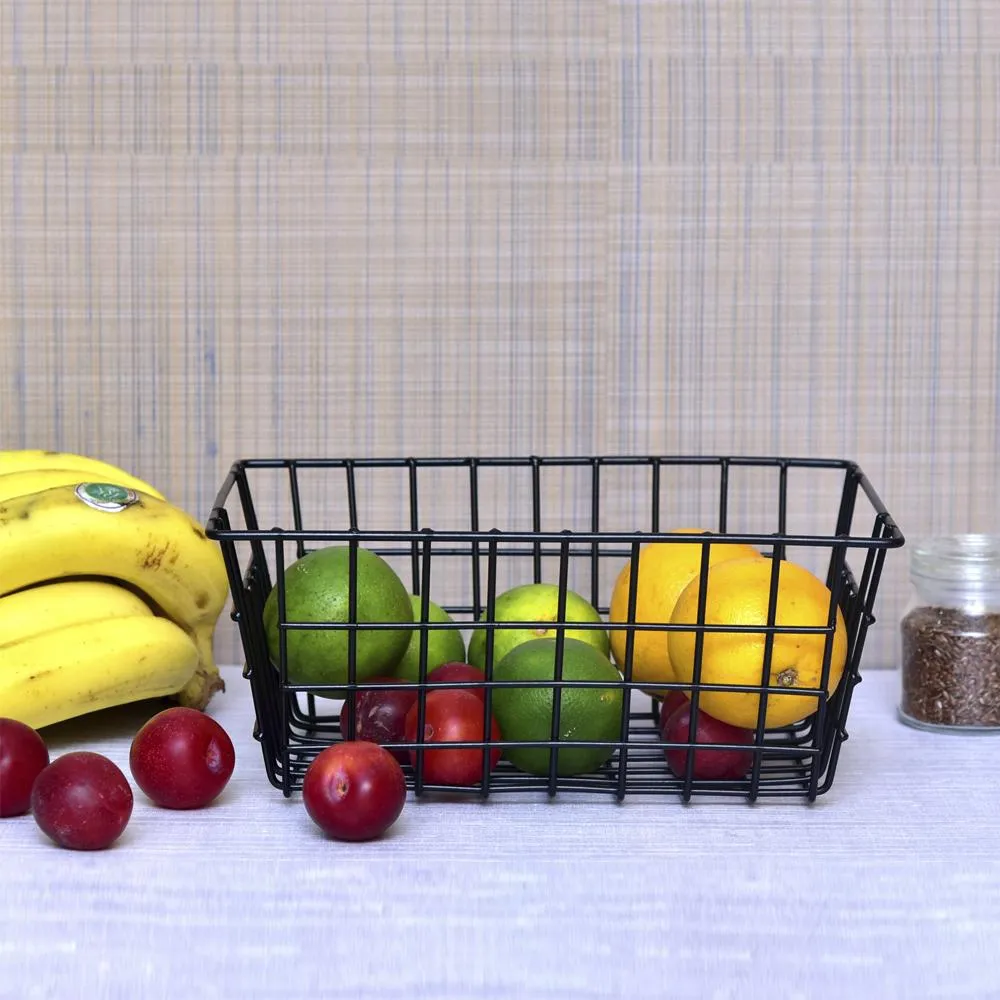 High Quality Multipurpose Square Shape Metal Storage Basket Black Color