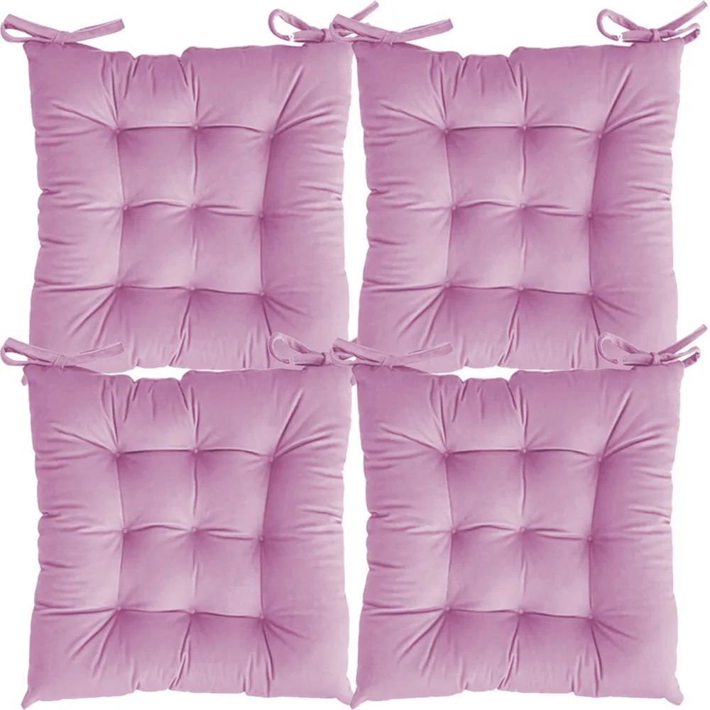 High-Quality Solid Microfiber Seat Cushion/ Chair Pad- 20x20 inch, Set of 4 Pink