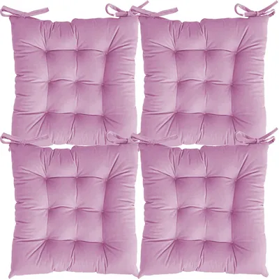 High-Quality Solid Microfiber Seat Cushion/ Chair Pad- 20x20 inch, Set of 4