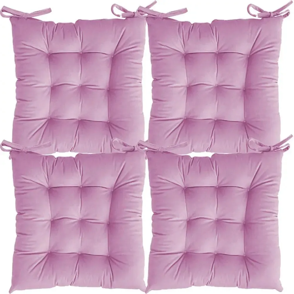 High-Quality Solid Microfiber Seat Cushion/ Chair Pad- 20x20 inch, Set of 4 Pink