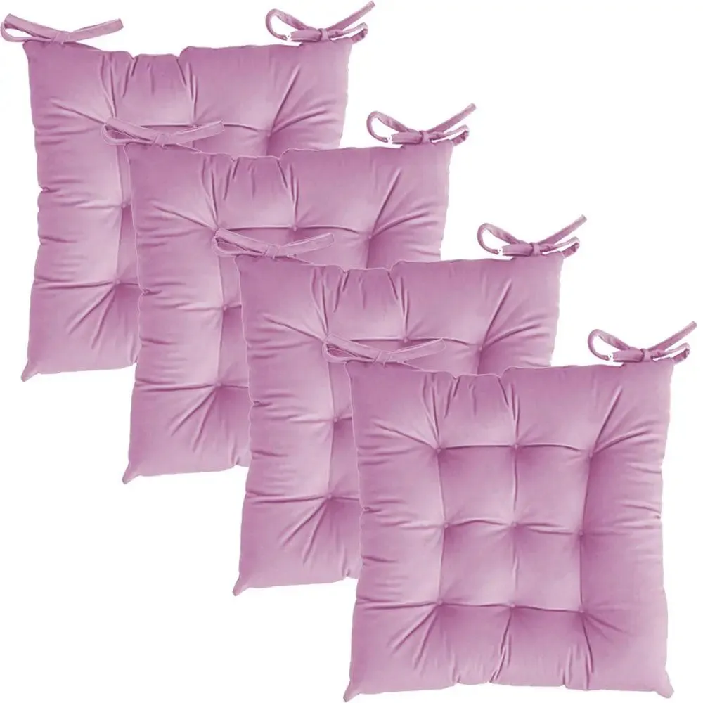 High-Quality Solid Microfiber Seat Cushion/ Chair Pad- 20x20 inch, Set of 4 Pink