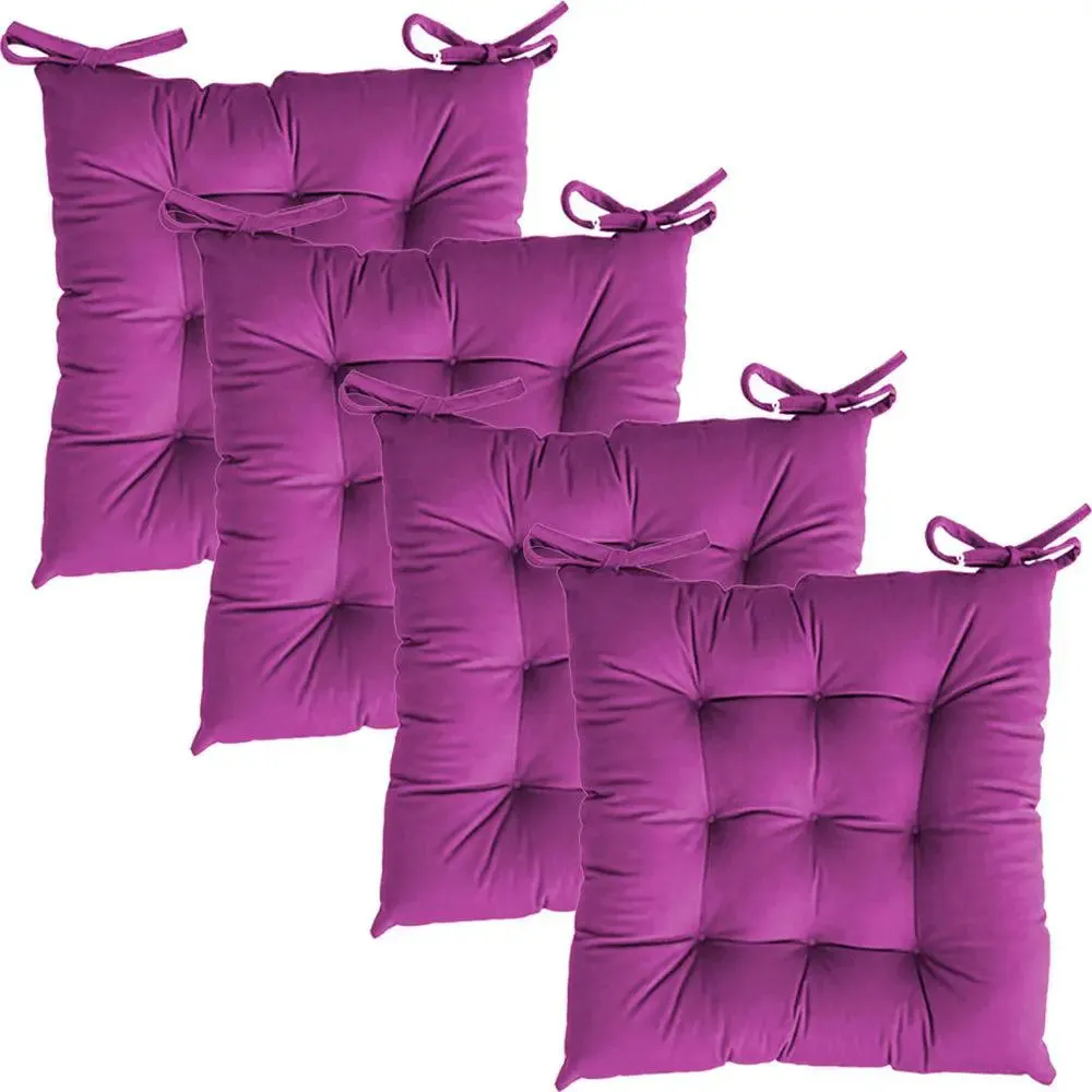 High-Quality Solid Microfiber Seat Cushion/ Chair Pad- 20x20 inch, Set of 4 Pink