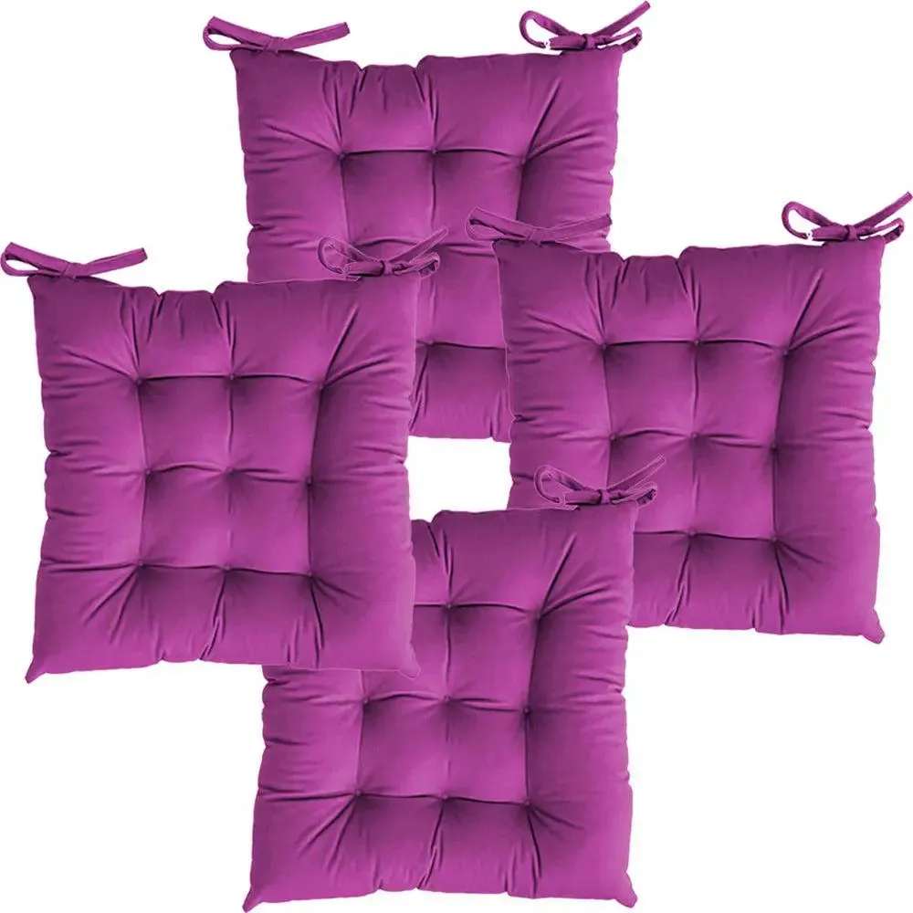 High-Quality Solid Microfiber Seat Cushion/ Chair Pad- 20x20 inch, Set of 4 Pink