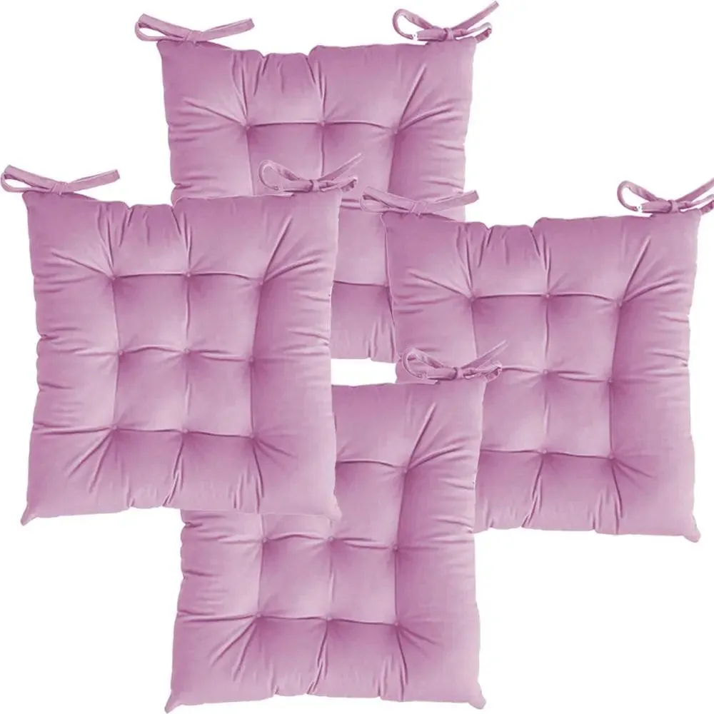 High-Quality Solid Microfiber Seat Cushion/ Chair Pad- 20x20 inch, Set of 4 Pink