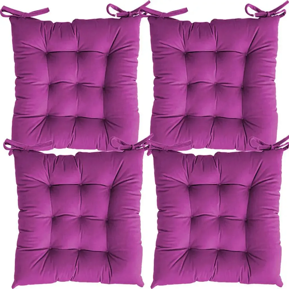 High-Quality Solid Microfiber Seat Cushion/ Chair Pad- 20x20 inch, Set of 4 Pink