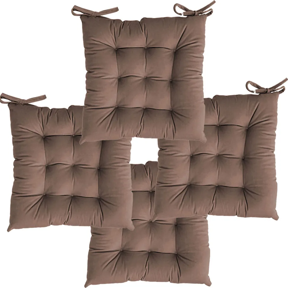 High-Quality Solid Microfiber Seat Cushion/ Chair Pad- 20x20 inch, Set of 4 Pink