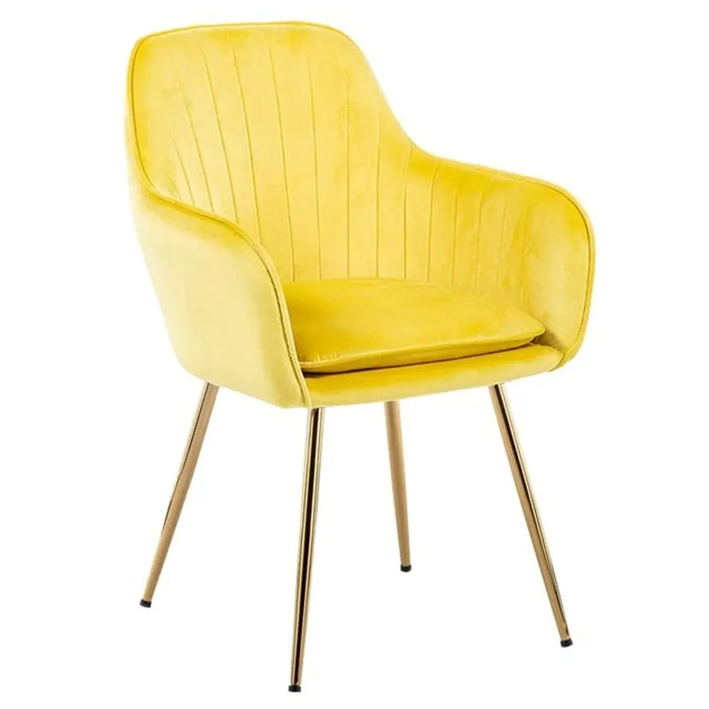 High Tufted Back Luxury Bright Yellow Lounge Chair Single chair
