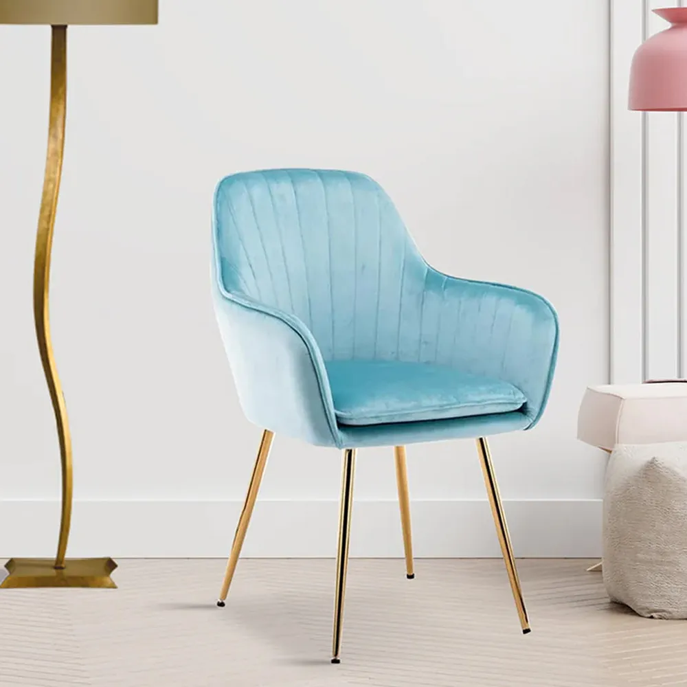 High Tufted Back Luxury Sky Blue Lounge Chair Single chair