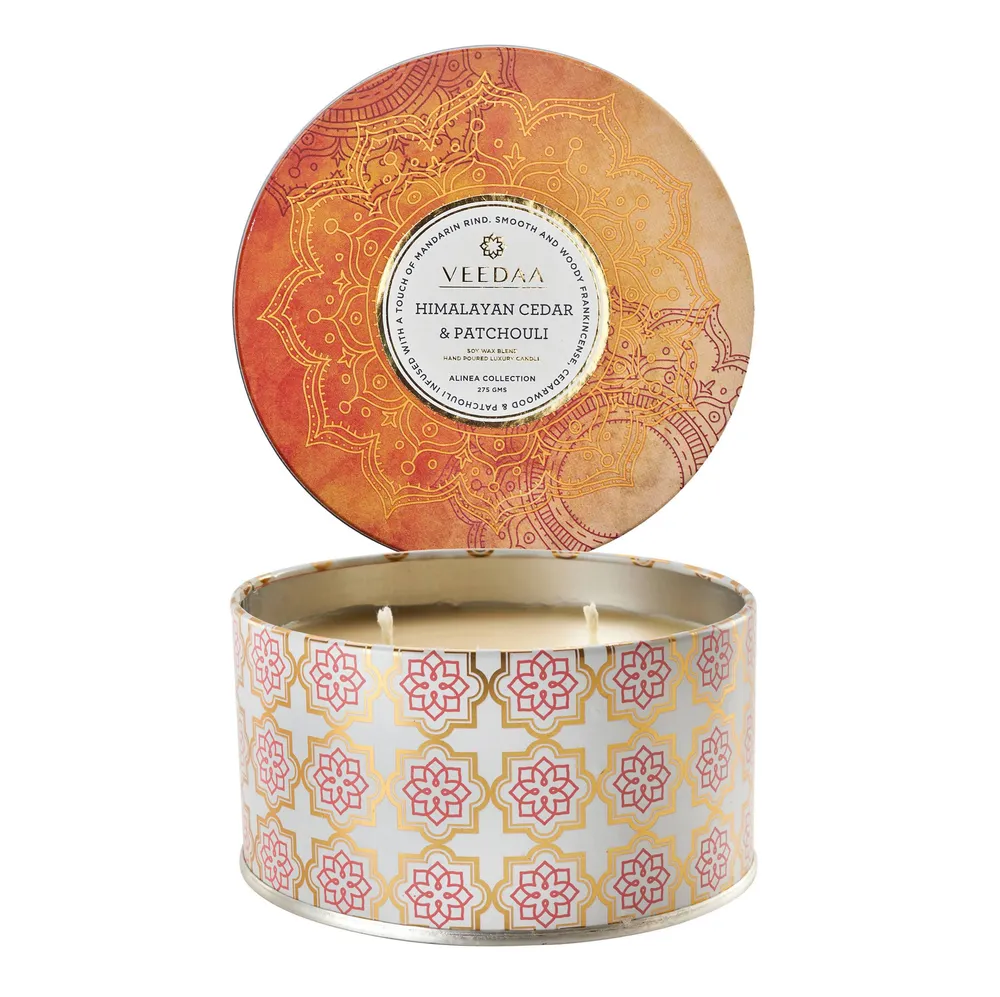 Himalayan Cedar & patchouli 3 Wick Tin Scented Candle