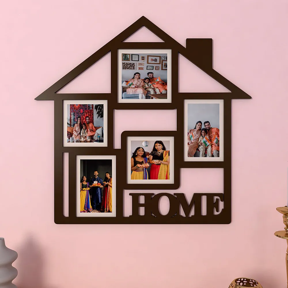 Home Dark Brown Collage Hanging Photo Frame - Available in 4 colors
