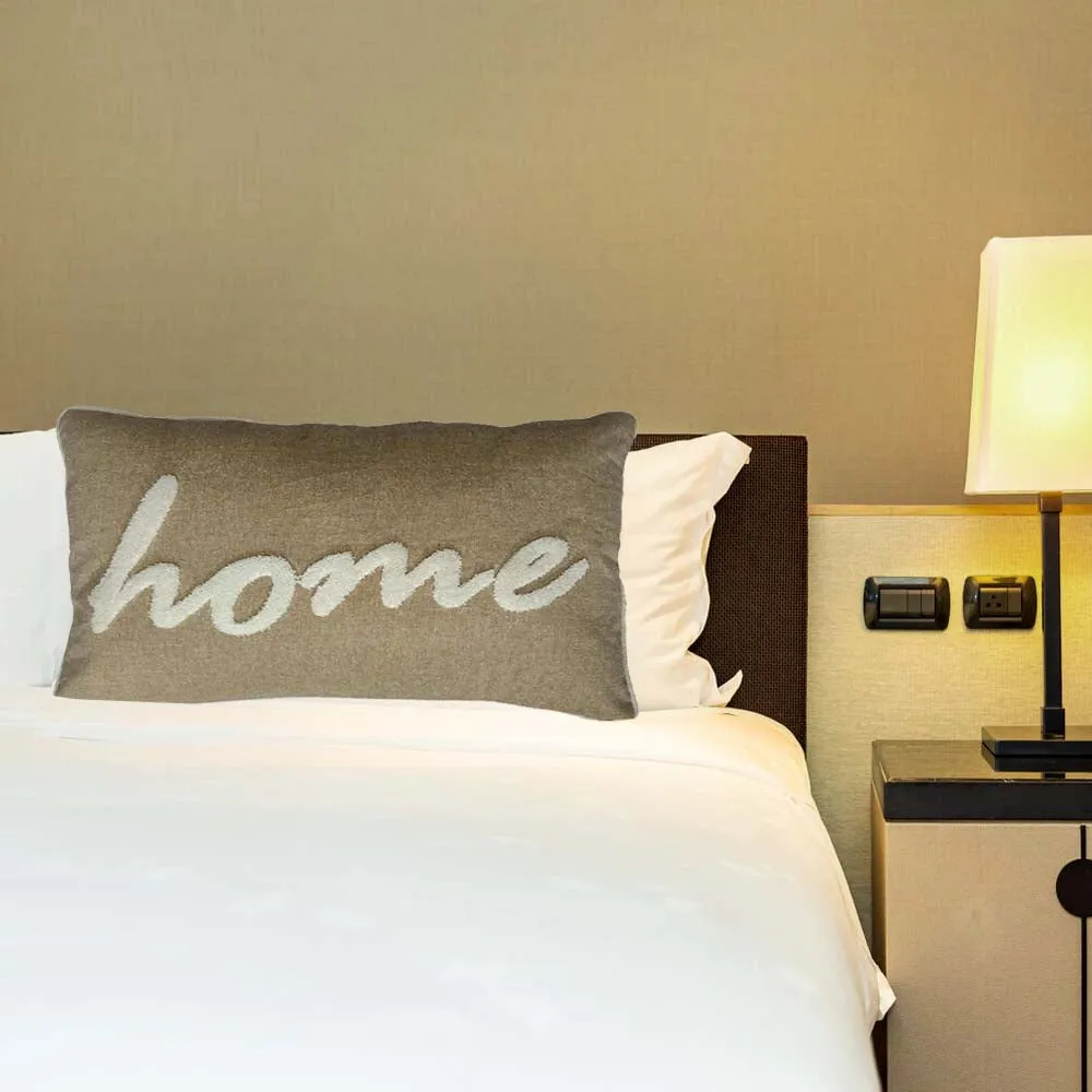 Home Printed Beige Velvet Cushion Cover