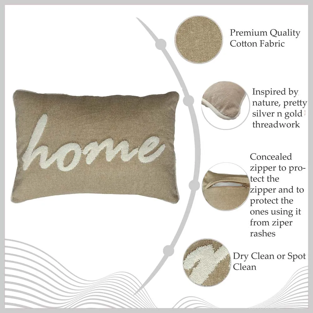 Home Printed Beige Velvet Cushion Cover
