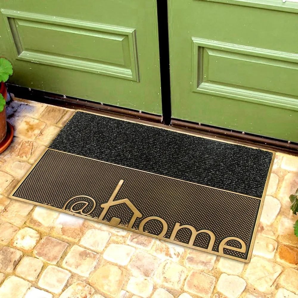 "Home" Printed Dual Tone Rubber Pin Tray and PP Doormat Single Piece
