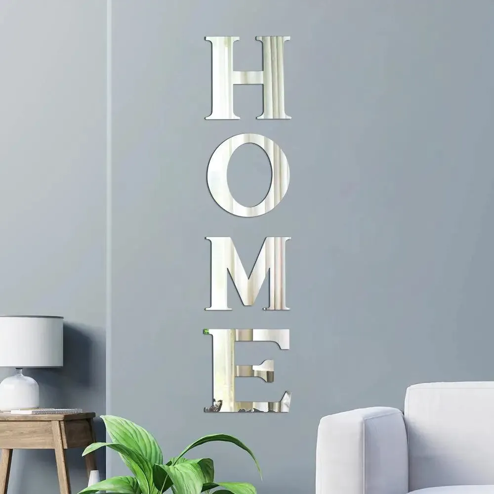 HOME Sweet Home 3D Acrylic Mirror Wall Stickers
