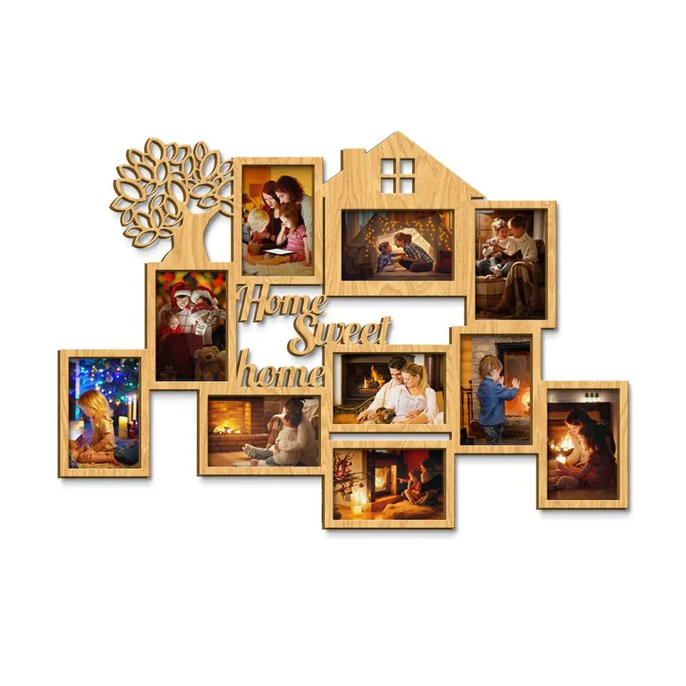 Home Sweet Home Oak Brown Hanging Photo Frame Regular