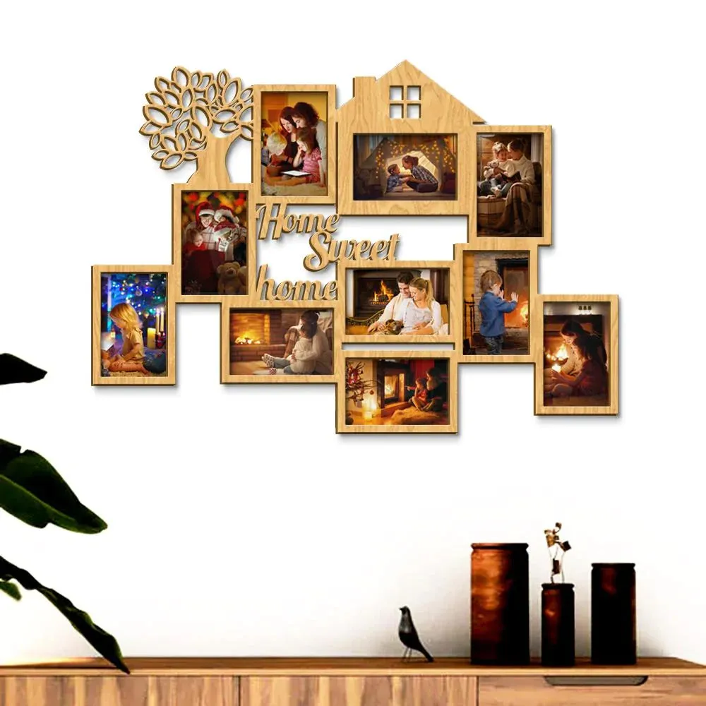 Home Sweet Home Oak Brown Hanging Photo Frame Regular