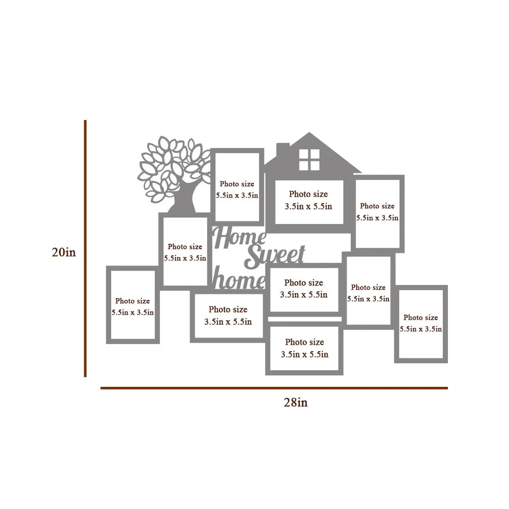 Home Sweet Home Oak Brown Hanging Photo Frame Regular