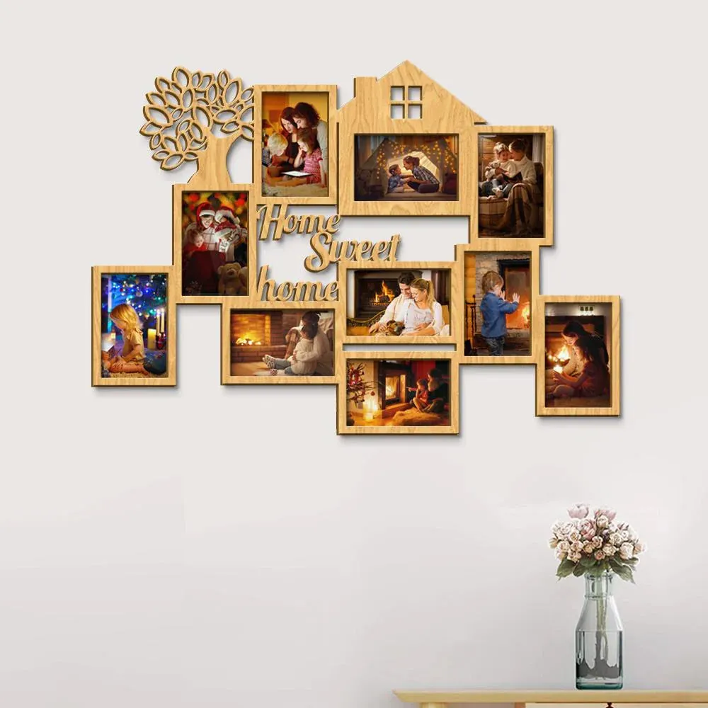 Home Sweet Home Oak Brown Hanging Photo Frame Regular