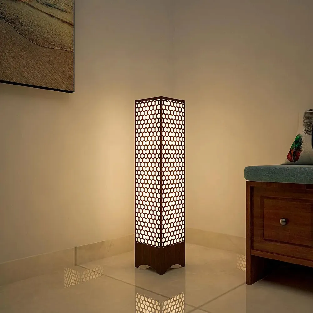 Honeycomb Design Wooden Floor Lamp / Side Light / Modern Lamp