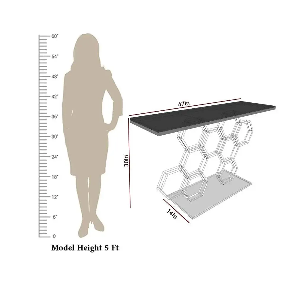 Honeycomb Motif Copper Metal Console Table