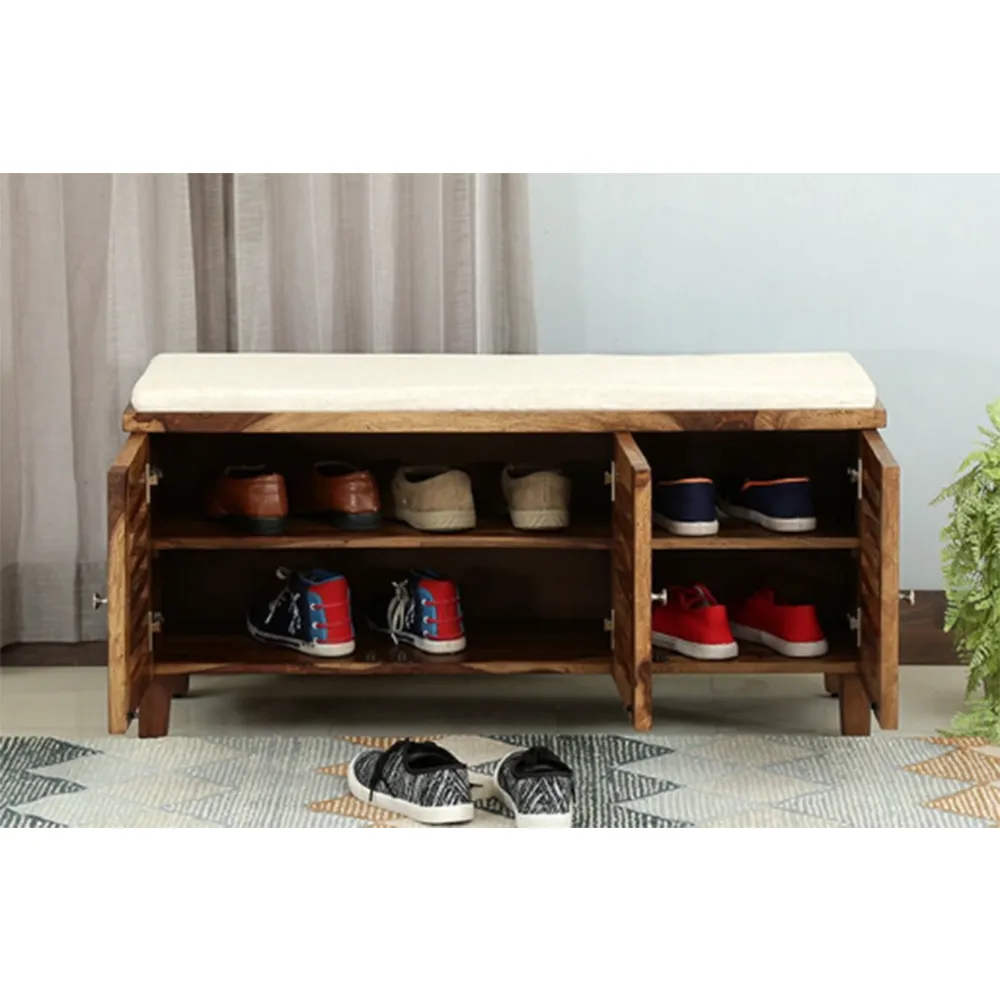 Horizontal Cage Designer Sheesham Wood Shoe Rack