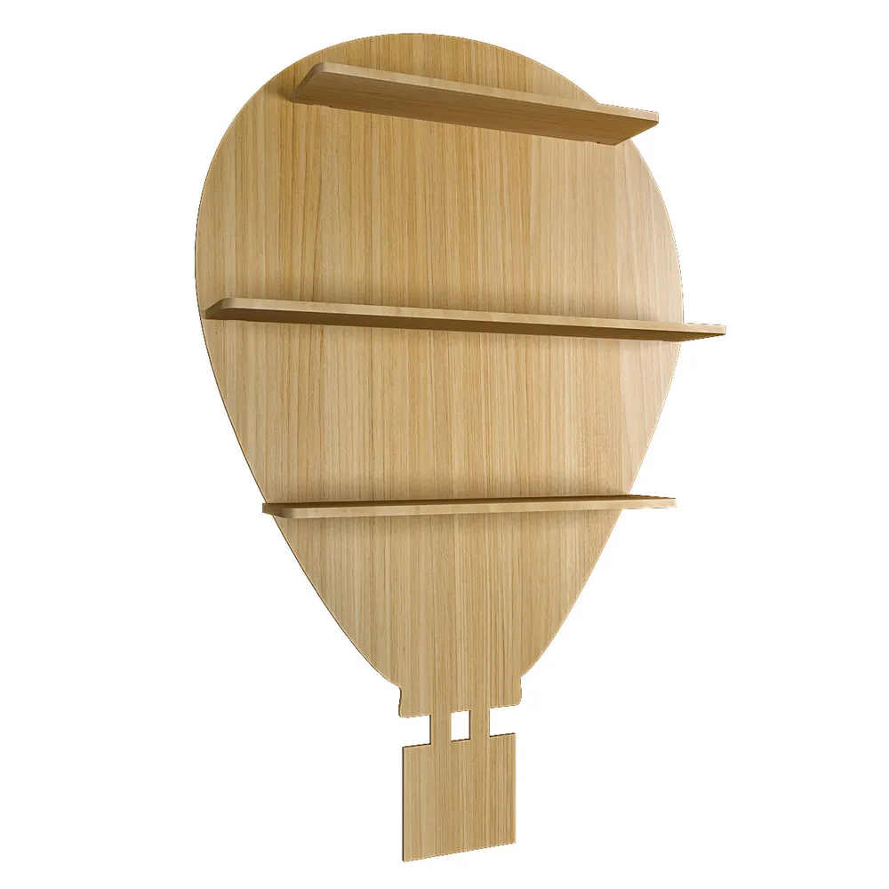 Hot Air Balloon Backlit Wood Wall Shelf / Book Shelf / Night Light, Light Oak Finish Regular ( 20 inches x 32 inches )