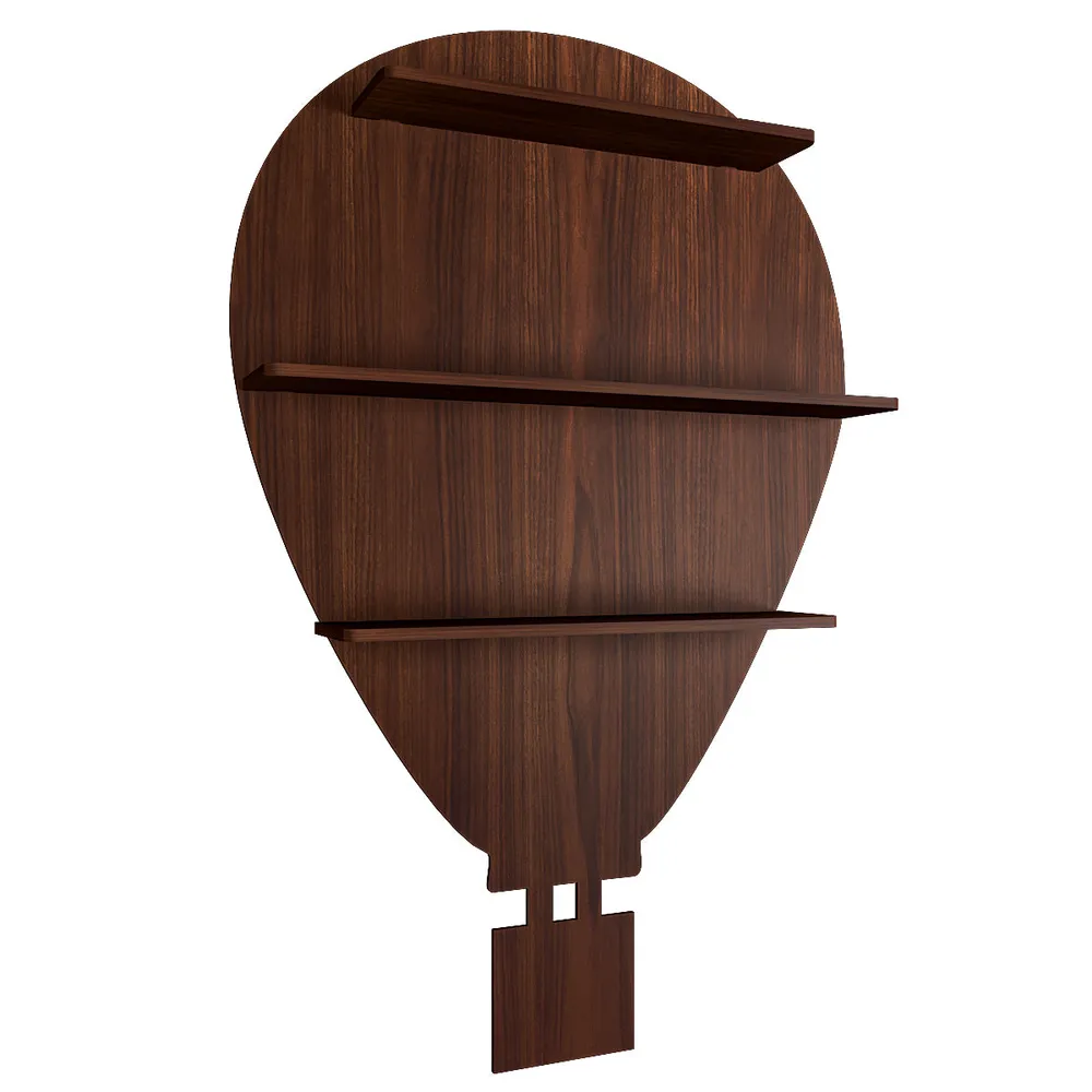 Hot Air Balloon Backlit Wood Wall Shelf / Book Shelf / Night Light, Walnut Finish Regular ( 20 inches x 32 inches )