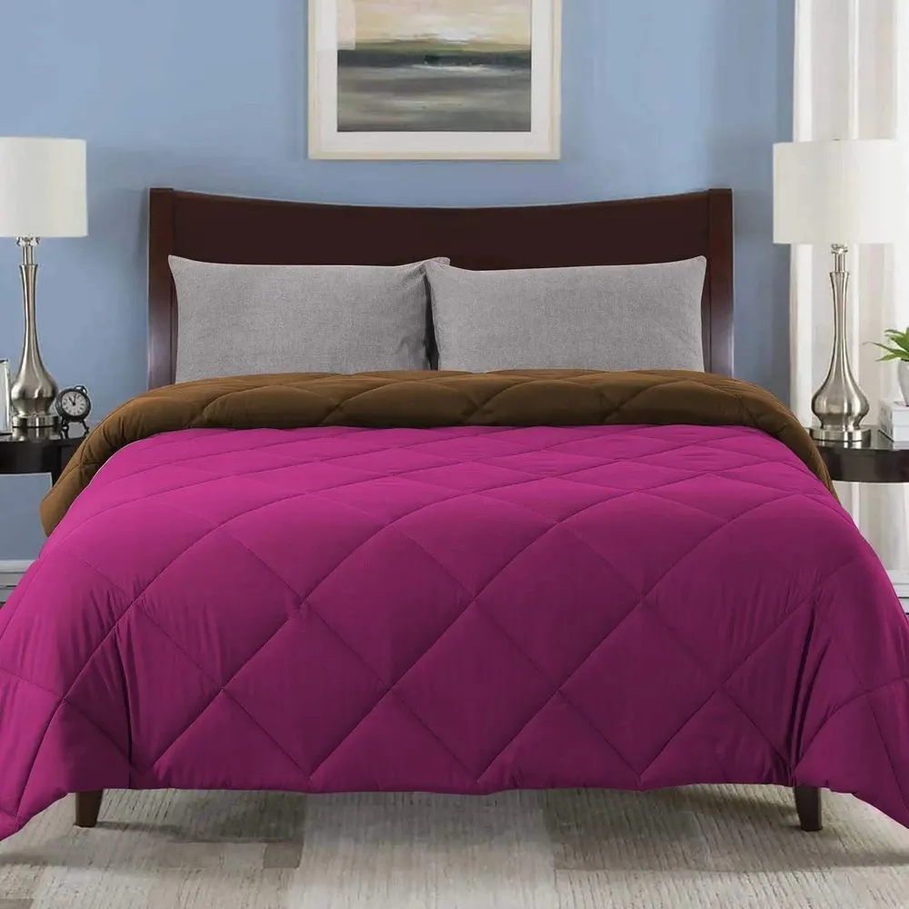 Hot Pink & Green Quilted Double Bed Comforter
