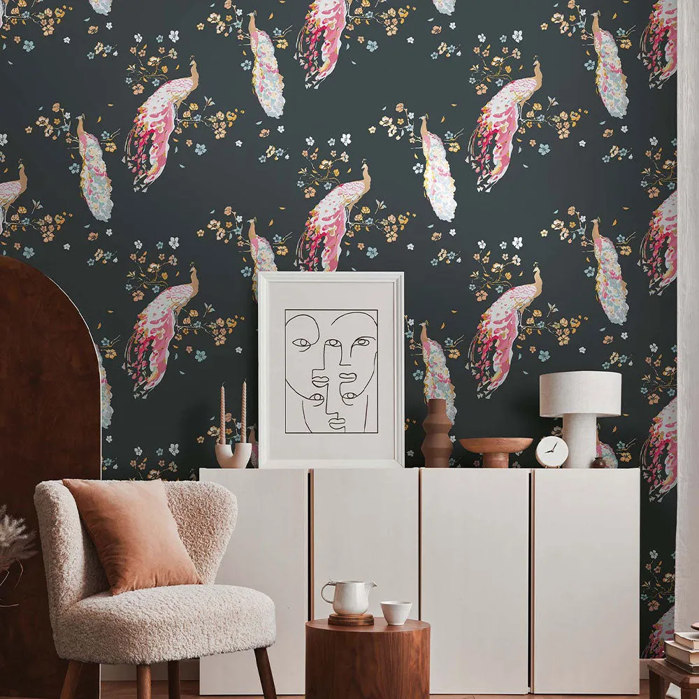 House Of Turnowsky Peacock Premium Wallpaper multi-color