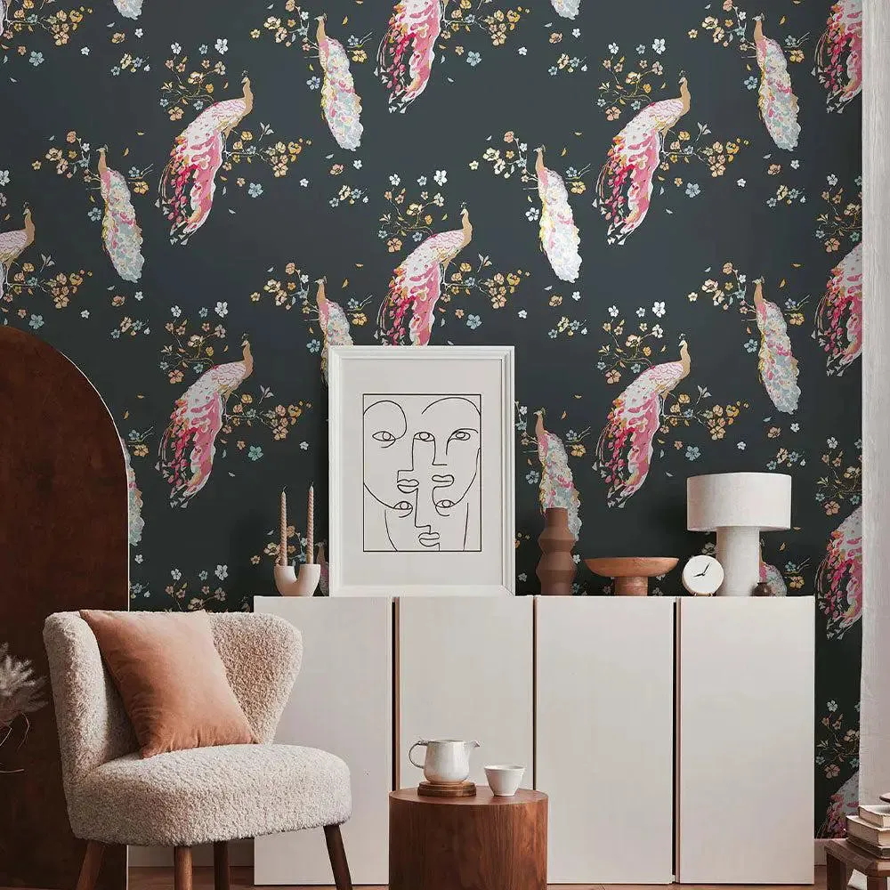 House Of Turnowsky Peacock Premium Wallpaper multi-color