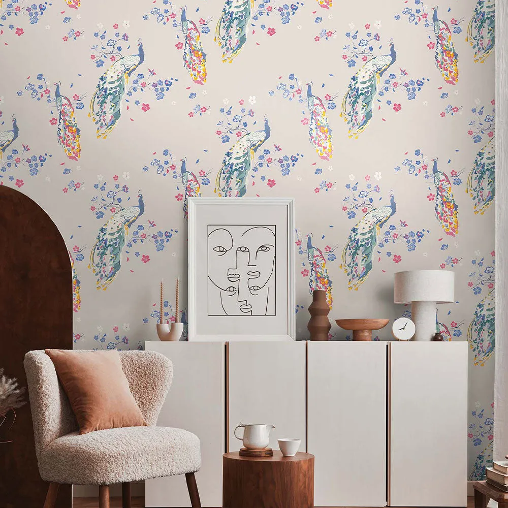 House Of Turnowsky Peacock Premium Wallpaper multi-color