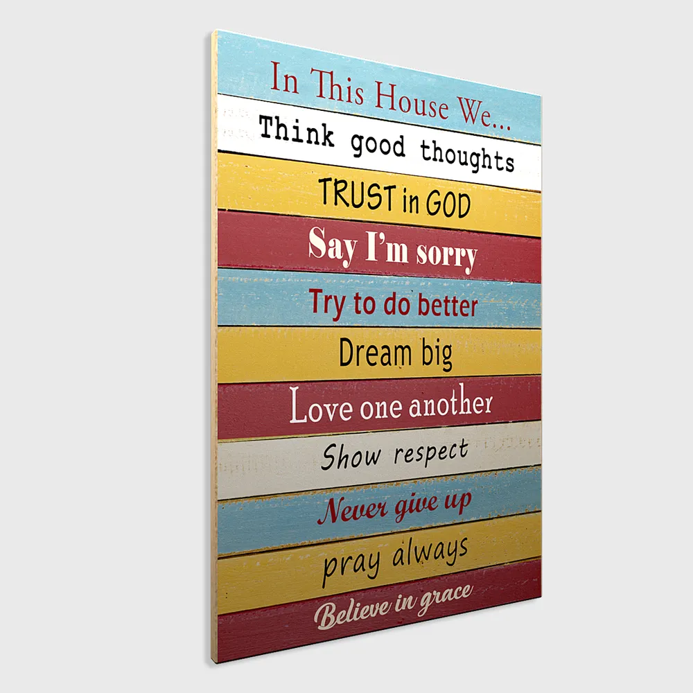 House Rules Spiritual Quotes Wooden Sign