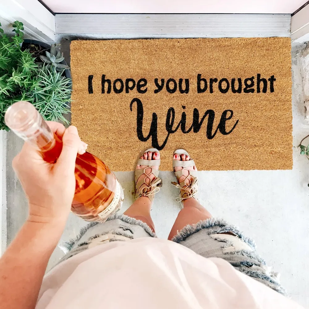 I hope you brought Wine Printed Natural Coir Doormat