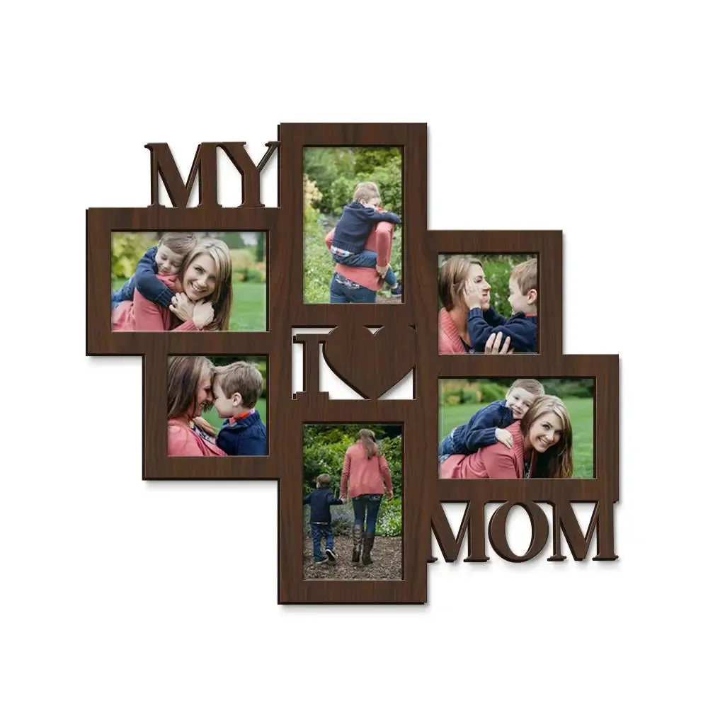 I Love My Mom Hanging Photo Frame in Walnut Finish