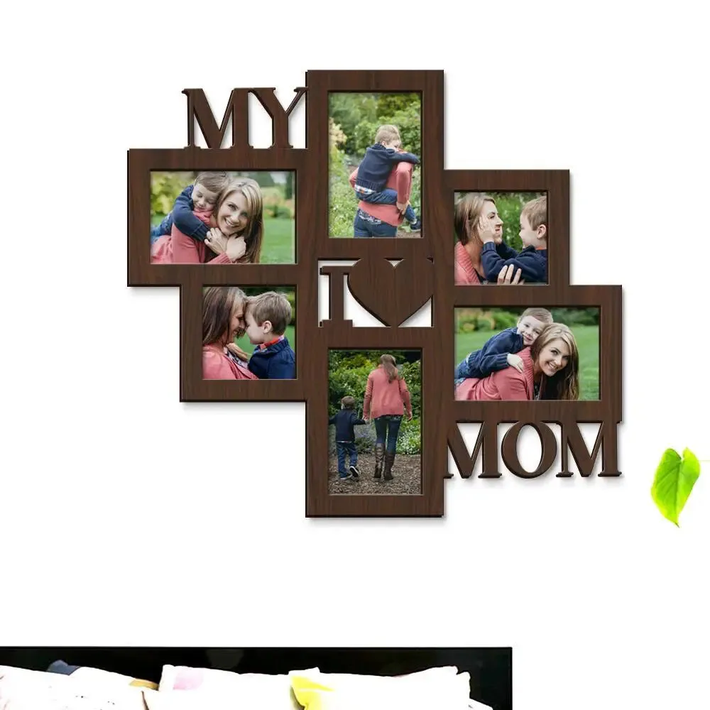 I Love My Mom Hanging Photo Frame in Walnut Finish