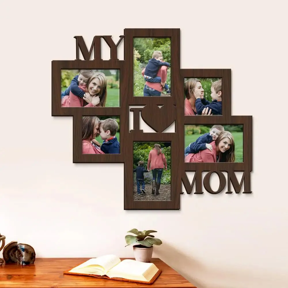 I Love My Mom Hanging Photo Frame in Walnut Finish
