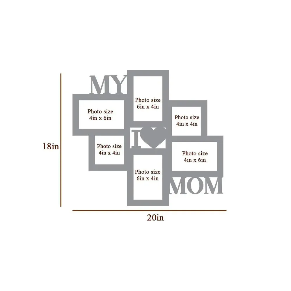 I Love My Mom Hanging Photo Frame in Walnut Finish