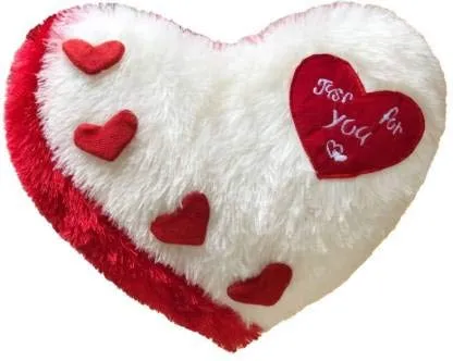 "I Love You" Plush Red &amp; Pink Heart Shaped Pillow White Red