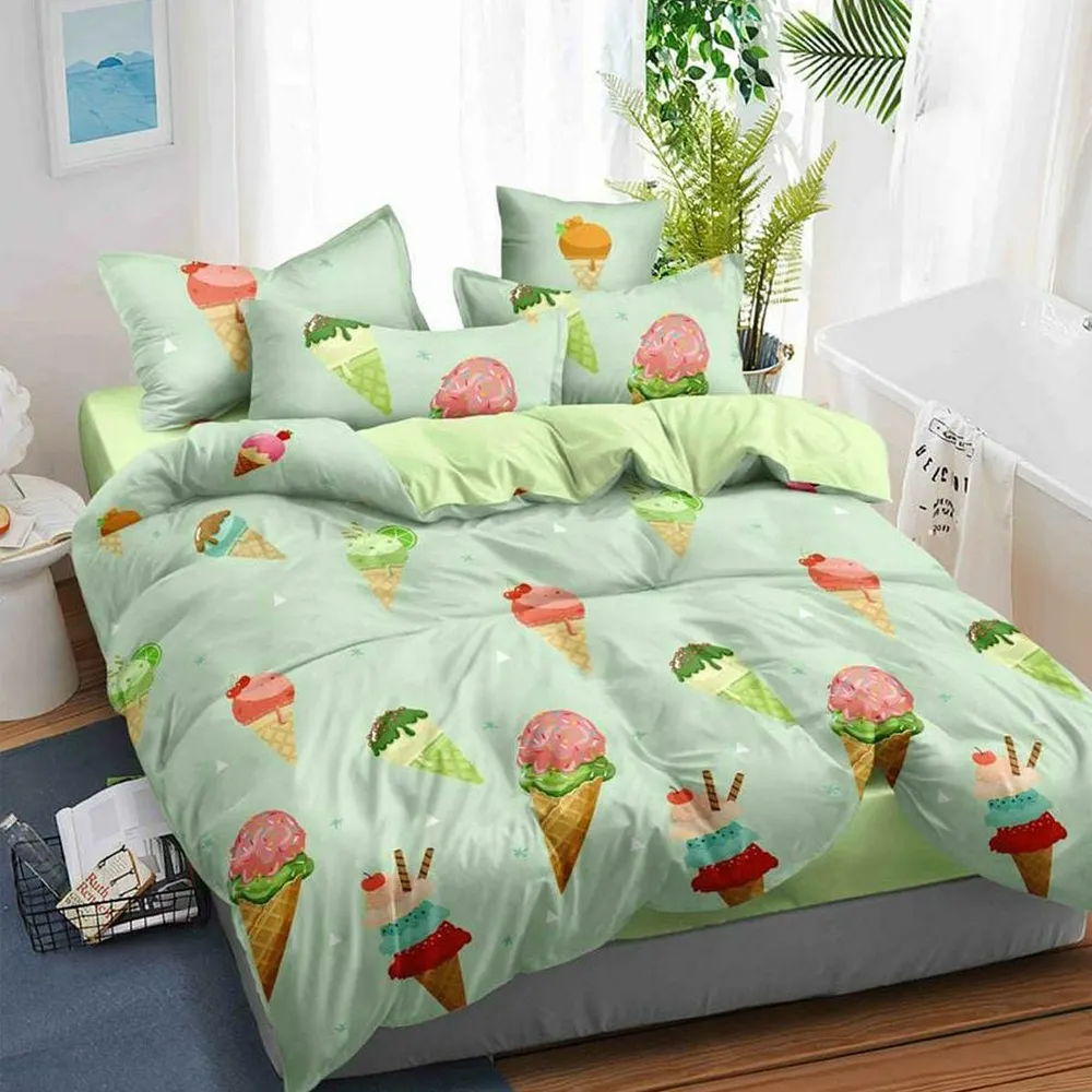 Ice Cream Flavours Printed Bed-in-a-Bag (Mint Green)