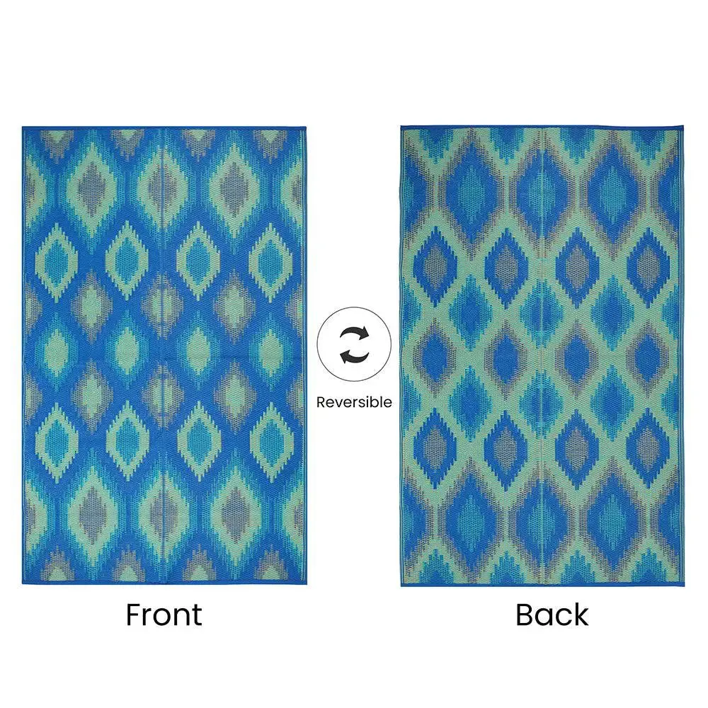 Ikkat Pattern Blue Big Floor Mat