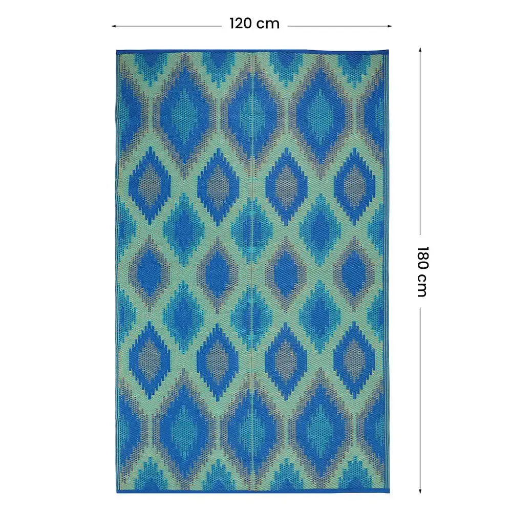Ikkat Pattern Blue Big Floor Mat
