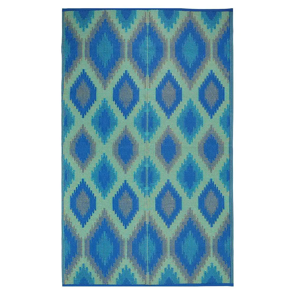 Ikkat Pattern Blue Big Floor Mat