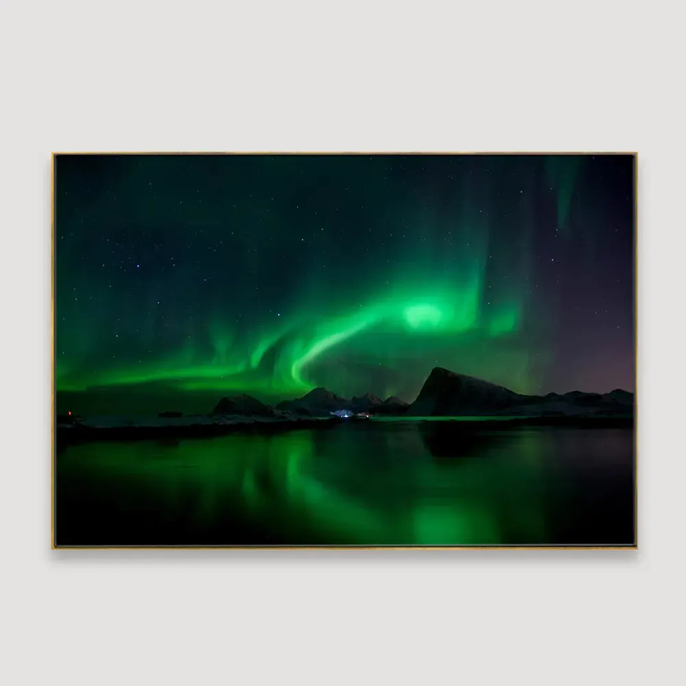 Illuminated Lofoten Islands Framed Wall art With Floating Frame