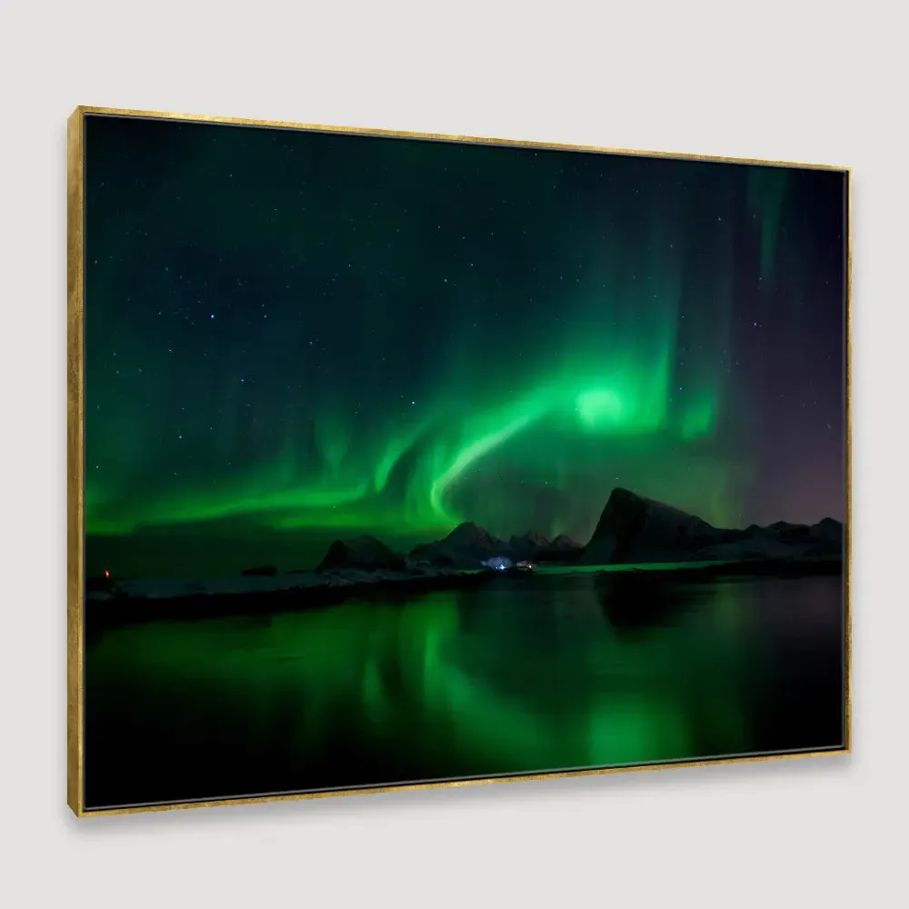 Illuminated Lofoten Islands Framed Wall art With Floating Frame