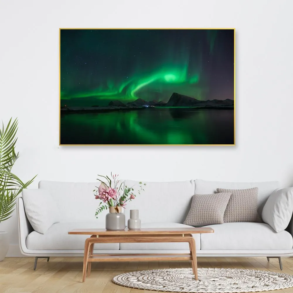 Illuminated Lofoten Islands Framed Wall art With Floating Frame