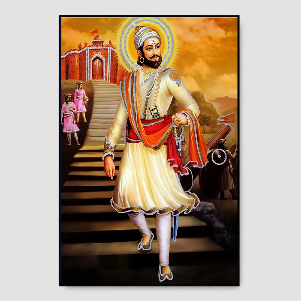 Illustrious Shivaji Framed Wall Art With Frame